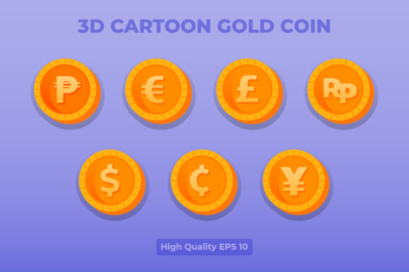 3D Cartoon Gold Coin Currency Pack