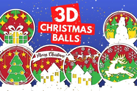 3D Christmas Balls SVG Bundle