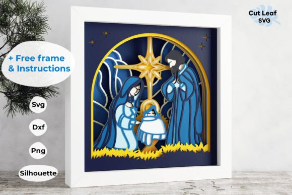 3D Nativity Shadow Box SVG for Christmas