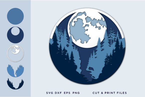 3D Pine Tree Wall Art with Layered SVG Design