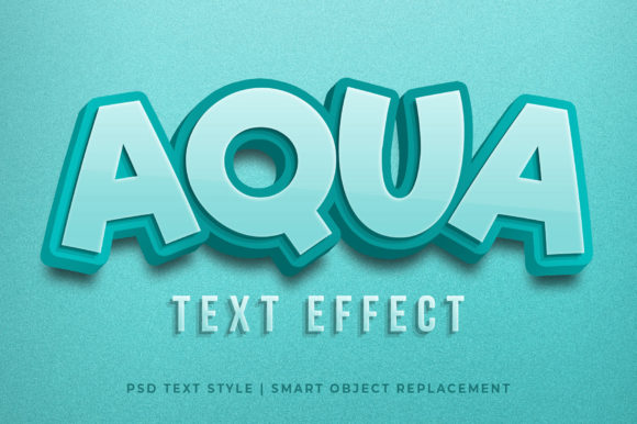 AQUA 3d Text Effect Mockup PSD: Realistic, Editable, and Ready for Impact