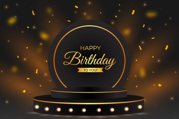 Birthday Banner with 3D Podium, Confetti