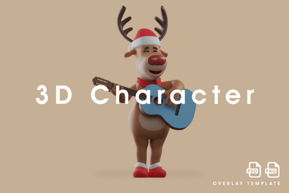 Christmas Deer Cartoon 3D Playing Guitar: A Festive Fusion of Art, Technology, and Joy