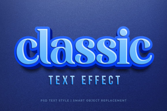 Classic 3D Text Effect Mockup PSD