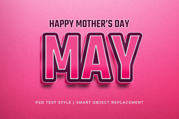 May Month 3D Text Style Effect Mockup