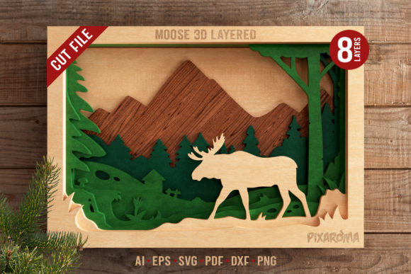 Moose 3D Layered SVG Cut File
