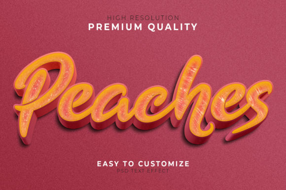 Peaches 3D Text Effect PSD