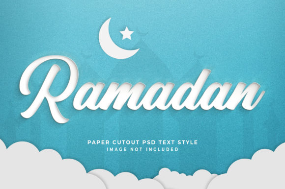 Ramadan Paper Cut 3D Text Effect Mockup