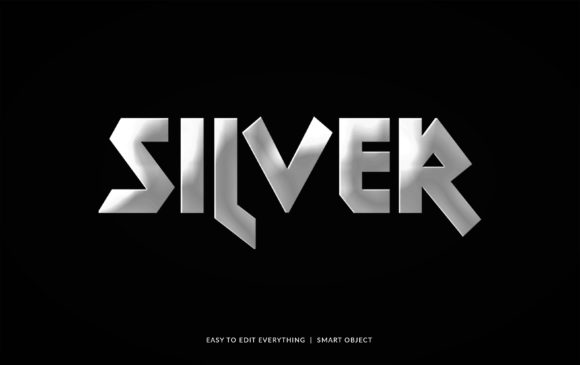 Silver Metal Steel Color 3D Text Effect