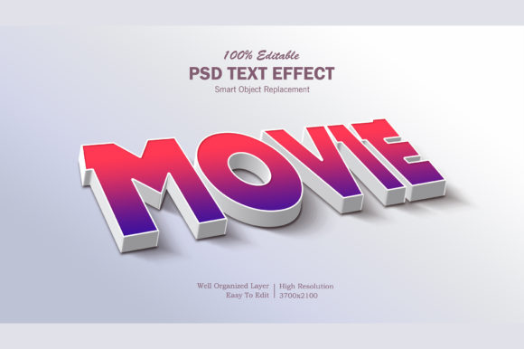 Slanting Style Movies PSD 3D Text Effect