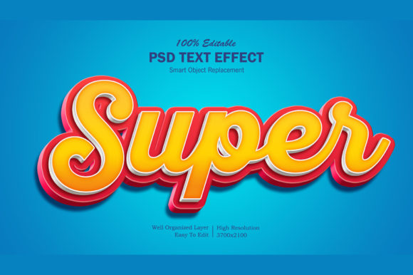 Super 3D PSD Editable Text Effect 3